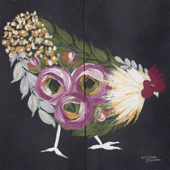MN160 - Floral Hen on Black - 12x12