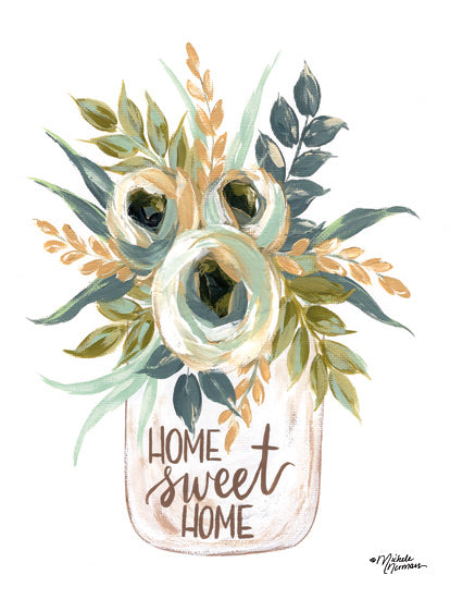 Michele Norman MN170 - MN170 - Home Sweet Home Flowers - 12x16 Home Sweet Home, Flowers, Glass Jar, Botanical from Penny Lane