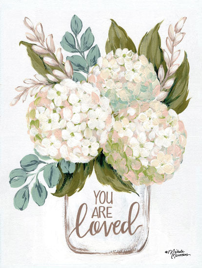 Michele Norman MN171 - MN171 - You Are Loved Flowers - 12x16 You Are Loved, Flowers, Glass Jar, Botanical from Penny Lane