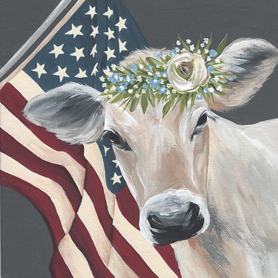 Michele Norman MN204 - MN204 - Patriotic Cow - 12x12 Cow, Flower, Portrait, American Flag, Patriotic from Penny Lane