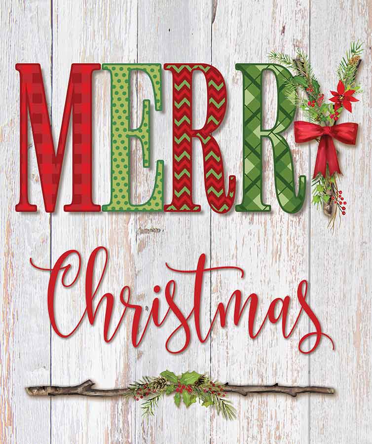 Mollie B. MOL2020 - MOL2020 - Merry Christmas - 12x16 Wood Planks, Signs, Merry Christmas, Wreath from Penny Lane