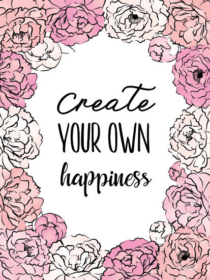 Martina Pavlova PAV106 - Create Your Own Happiness - 12x16 Create You Own Happiness, Happiness, Flowers, Pink from Penny Lane