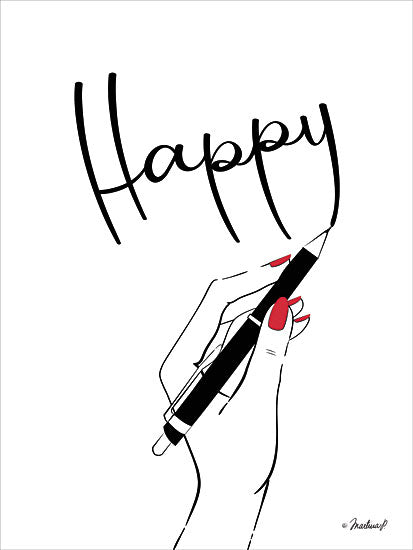 Martina Pavlova PAV110 - Writing Happy Note - 12x16 Happy, Hand, Pen, Writing from Penny Lane