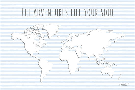 Martina Pavlova PAV160 - Adventurous World - 18x12 Adventures, World Map, Continents, Stripes from Penny Lane