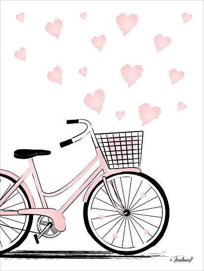 Martina Pavlova PAV163 - Love Bike - 12x16 Bike, Bicycle, Pink, Hearts from Penny Lane