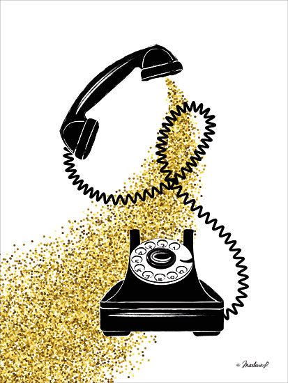 Martina Pavlova PAV203 - PAV203 - Glitter Phone - 12x16 Telephone, Phone, Vintage, Gold, Glitter from Penny Lane