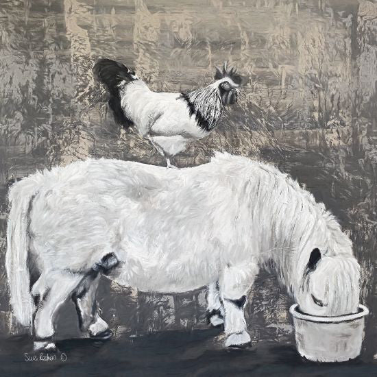 Suzi Redman RED110 - Shetland and Co. - 12x12 Shetland Pony, Rooster, Eating, Farm Animals from Penny Lane