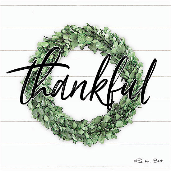 Susan Ball SB605 - Thankful Boxwood Wreath Thankful, Wreath, Shiplap, Signs from Penny Lane