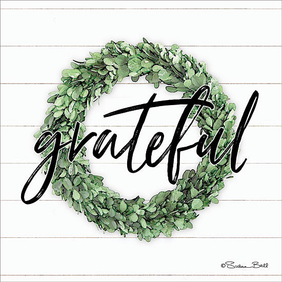 Susan Ball SB606 - Grateful Boxwood Wreath Grateful, Wreath, Shiplap, Signs from Penny Lane