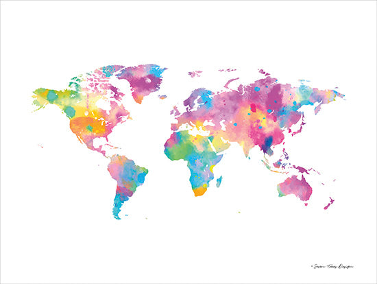 Seven Trees Design ST290 - Watercolor World - World, Map, Continents, Watercolor from Penny Lane Publishing