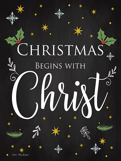 Seven Trees Design ST336 - Christmas Begins with Christ Chalkboard, Holiday, Christ, Snowflakes from Penny Lane