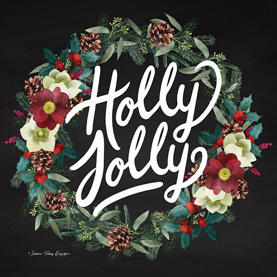 Seven Trees Design ST343 - Holly Jolly Wreath Chalkboard, Holiday, Holly, Jolly, Wreath, Flowers from Penny Lane