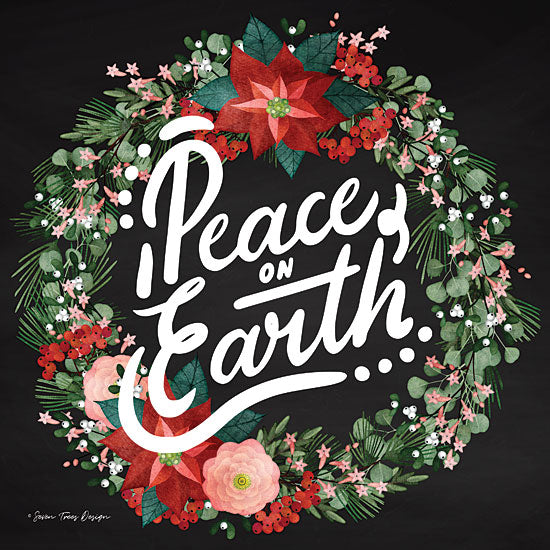 Seven Trees Design ST345 - Peace on Earth Wreath Chalkboard, Holiday, Peace on Earth, Wreath, Flowers from Penny Lane
