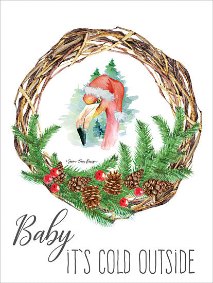 Seven Trees Design ST347 - Baby It's Cold Outside Wreath Baby It's Cold Outside, Flamingo, Wreath, Holidays from Penny Lane