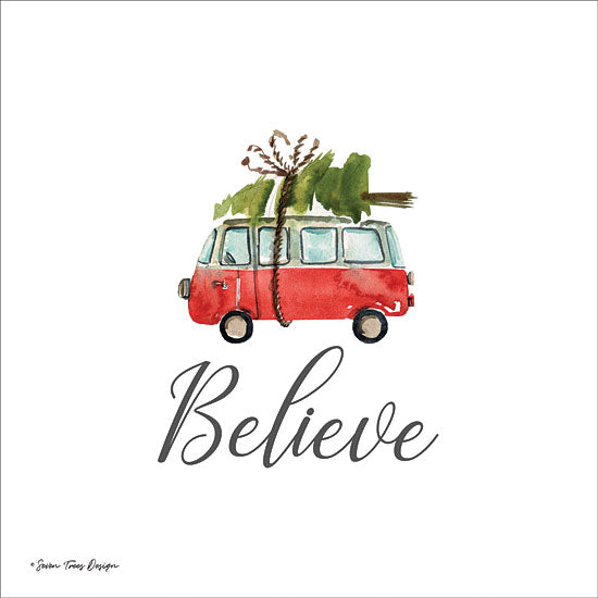 Seven Trees Design ST352 - Believe Believe, Volkswagen Van, VW, Christmas Trees from Penny Lane