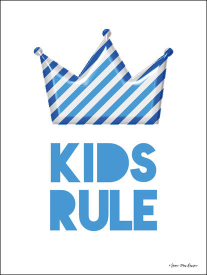 Seven Trees Design ST378 - Kids Rule Kid's Rule, Crown, Blue & White, Kid's Art from Penny Lane