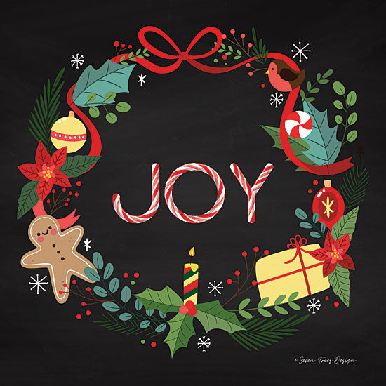 Seven Trees Design ST426 - Peppermint Joy Joy, Candy Canes, Wreath, Holidays, Chalkboard, Poinsettias from Penny Lane