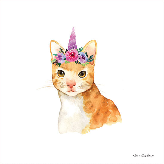 Seven Trees Design ST438 - Caticorn with Flower Crown - 12x12 Caticorn, Unicorn, Cats, Flowers, Crown, Portrait from Penny Lane