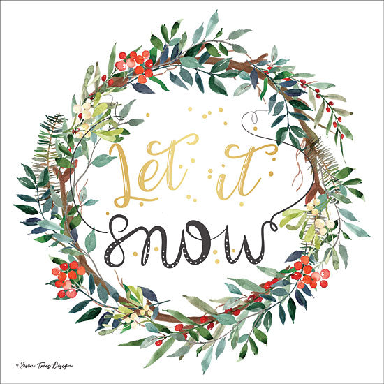 Seven Trees Design ST454 - ST454 - Let It Snow Wreath - 12x12 Signs, Wreath, Christmas, Typography, Christmas Ivy, Let it Snow, Songs from Penny Lane