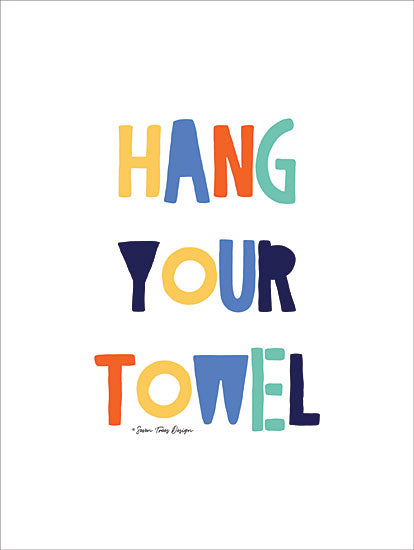 Seven Trees Design ST466 - Hang Your Towel - 12x16 Bath, Towel, Rainbow Colors, Kids Art, Humorous from Penny Lane