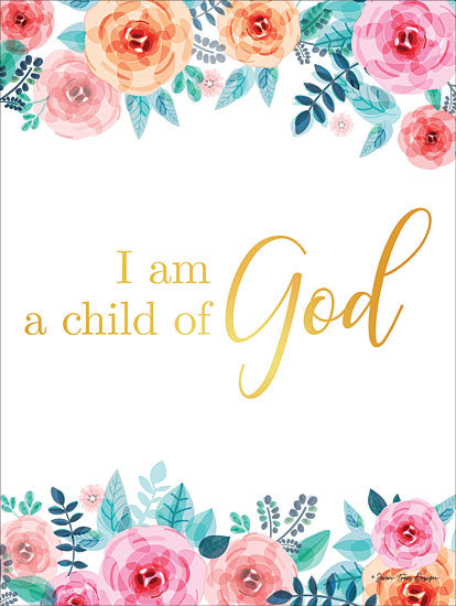 Seven Trees Design ST476 - I am a Child of God - 12x16 Child of God, Religious, Floral, Gold, Calligraphy from Penny Lane
