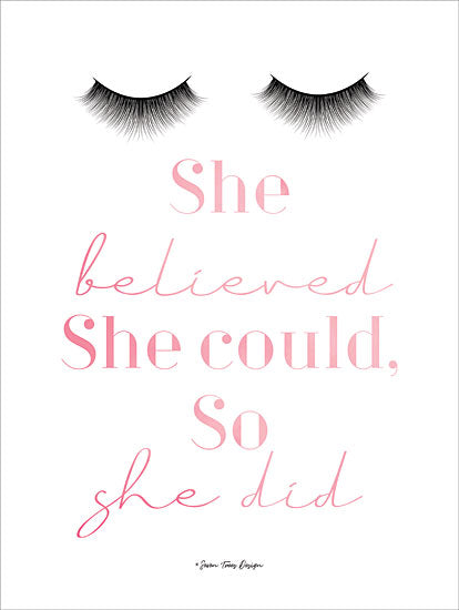 Seven Trees Design ST523 - She Believed - 12x16 She Believed, Eyelashes, Pink, Tween from Penny Lane