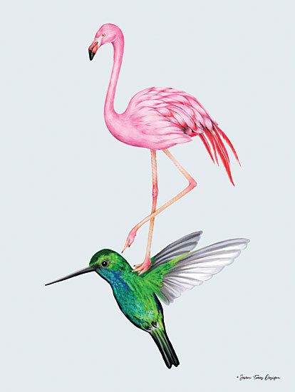 Seven Trees Design ST534 - The Hummingbird and the Flamingo - 12x16 Hummingbird, Flamingo, Birds, Humorous from Penny Lane