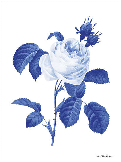 Seven Trees Designs ST551 - Blue Botanical I - 12x16 Flowers, Roses, Blue & White, Botanical from Penny Lane