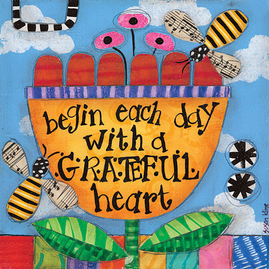 Susan Kline SUS299 - Grateful Heart Grateful Heart, Flower, Bee, Patterns, Multicolored from Penny Lane